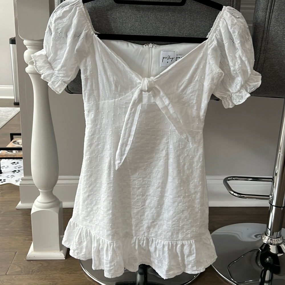 Princess Polly Tie Front Mini Dress White XS